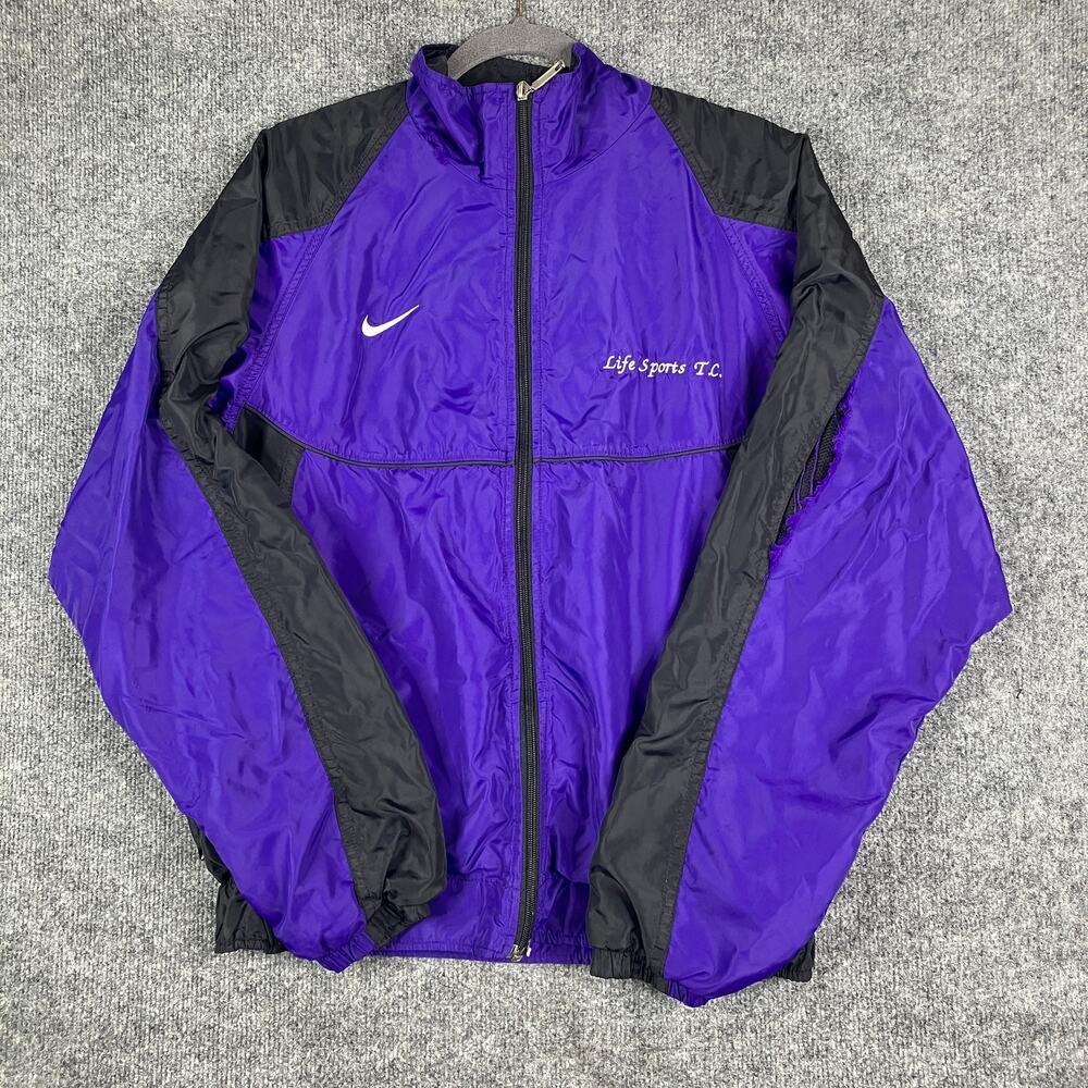 Nike Windbreaker Jacket Mens‎ M Purple Black Full Zip Track Running Athletic